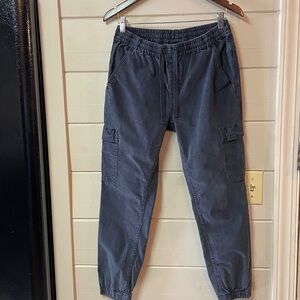 Prana Lost Hwy Organic Cotton Corduroy Pull On Relaxed Jogger Blue Gray Size S.